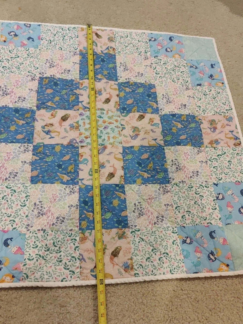 Handmade Patchwork Baby Girl's Quilt Square Y2K Cottagecore Retro Inspired Core